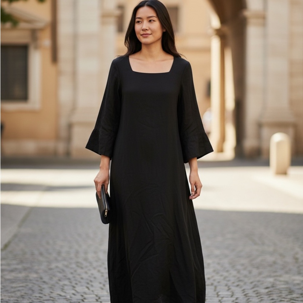 Apiece Apart NWT Black Silk Midi Dress Size 2